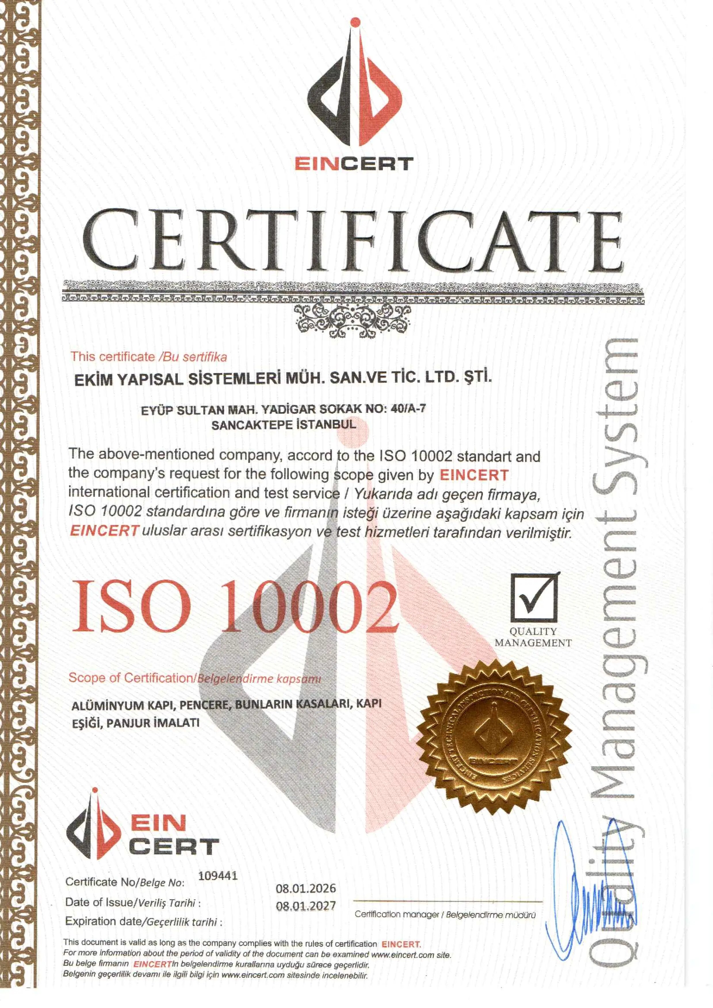 ISO 10002 Müşteri Memnuniyeti